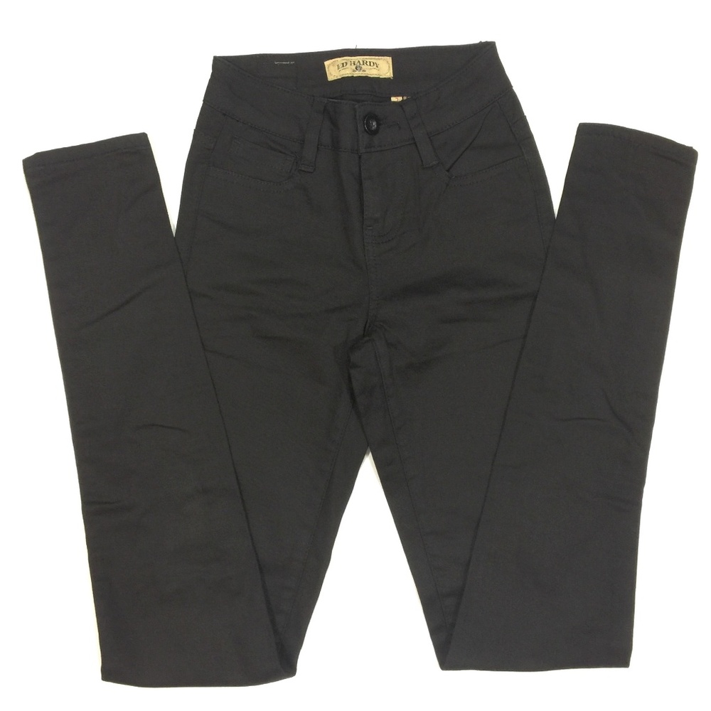 Ed Hardy Girl’s Twill Skinny Black Pants, Size 24